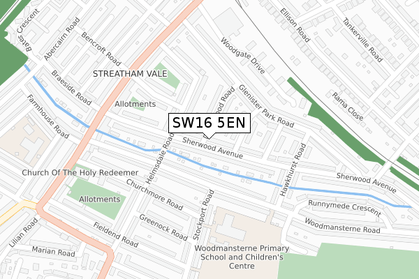 SW16 5EN map - large scale - OS Open Zoomstack (Ordnance Survey)