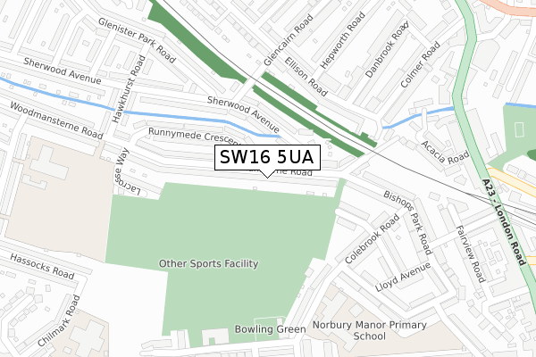 SW16 5UA map - large scale - OS Open Zoomstack (Ordnance Survey)