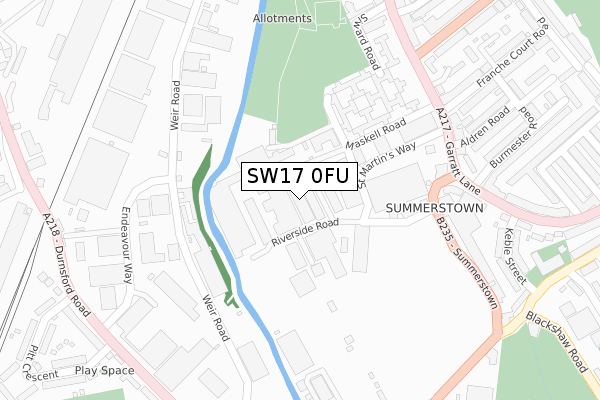 SW17 0FU map - large scale - OS Open Zoomstack (Ordnance Survey)