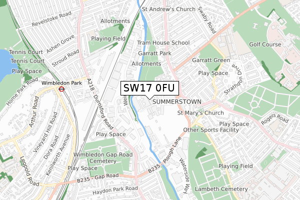 SW17 0FU map - small scale - OS Open Zoomstack (Ordnance Survey)