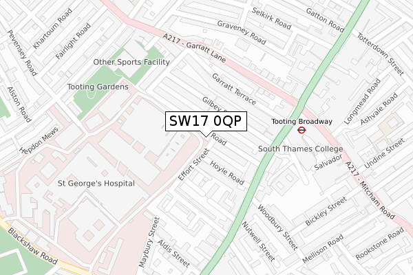 SW17 0QP map - large scale - OS Open Zoomstack (Ordnance Survey)