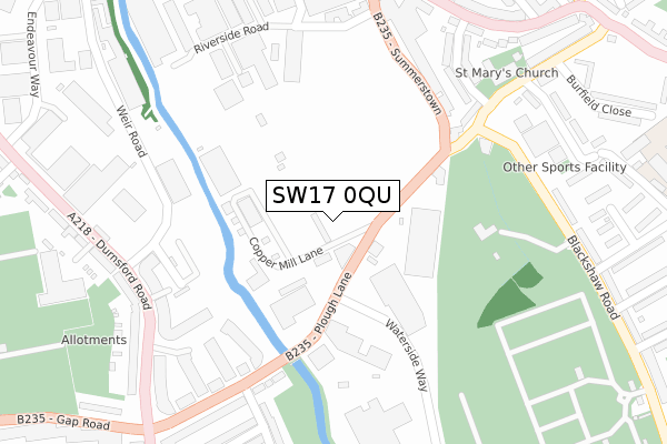 SW17 0QU map - large scale - OS Open Zoomstack (Ordnance Survey)