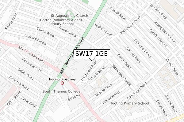 SW17 1GE map - large scale - OS Open Zoomstack (Ordnance Survey)