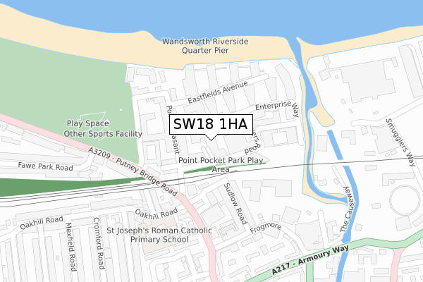 SW18 1HA map - large scale - OS Open Zoomstack (Ordnance Survey)