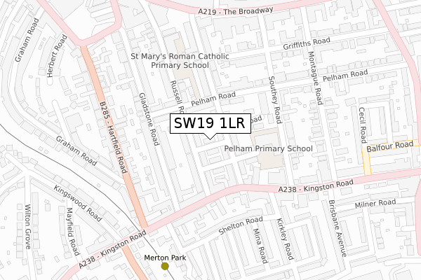 SW19 1LR map - large scale - OS Open Zoomstack (Ordnance Survey)