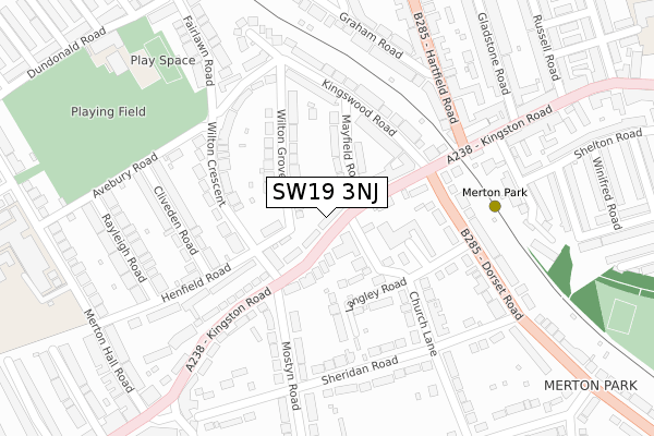 SW19 3NJ map - large scale - OS Open Zoomstack (Ordnance Survey)