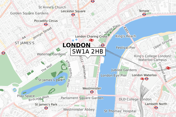 SW1A 2HB map - small scale - OS Open Zoomstack (Ordnance Survey)