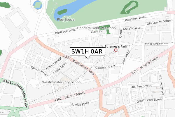 SW1H 0AR map - large scale - OS Open Zoomstack (Ordnance Survey)