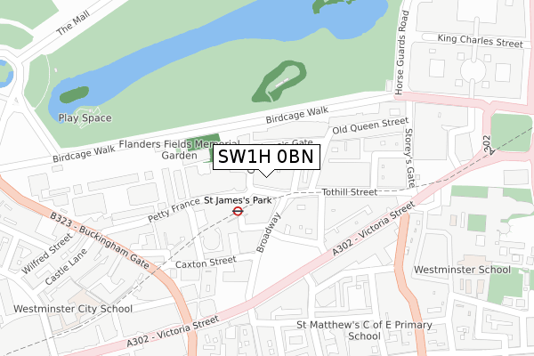 SW1H 0BN map - large scale - OS Open Zoomstack (Ordnance Survey)