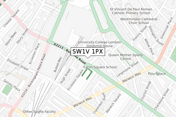 SW1V 1PX map - large scale - OS Open Zoomstack (Ordnance Survey)