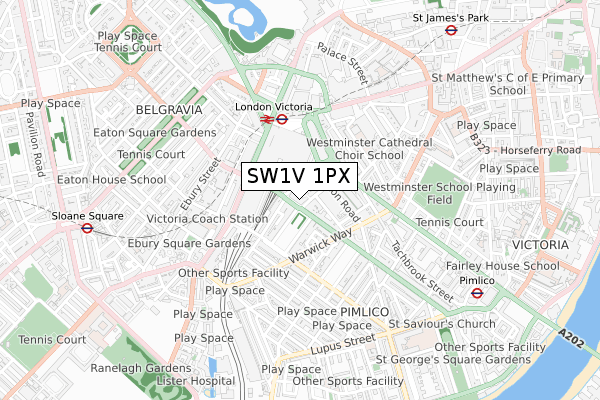 SW1V 1PX map - small scale - OS Open Zoomstack (Ordnance Survey)