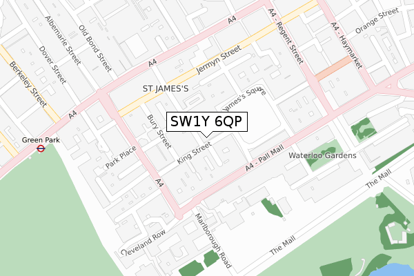 SW1Y 6QP map - large scale - OS Open Zoomstack (Ordnance Survey)