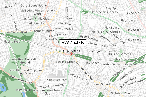 SW2 4GB map - small scale - OS Open Zoomstack (Ordnance Survey)