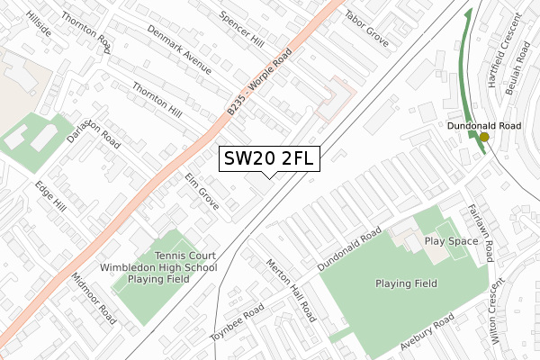 SW20 2FL map - large scale - OS Open Zoomstack (Ordnance Survey)