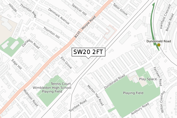 SW20 2FT map - large scale - OS Open Zoomstack (Ordnance Survey)