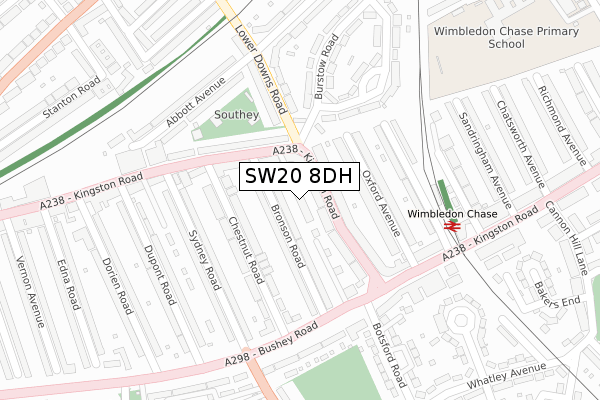 SW20 8DH map - large scale - OS Open Zoomstack (Ordnance Survey)