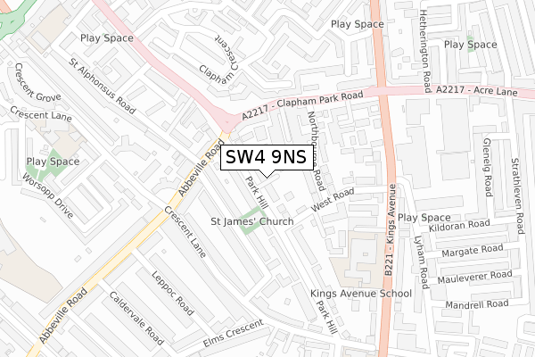 SW4 9NS map - large scale - OS Open Zoomstack (Ordnance Survey)