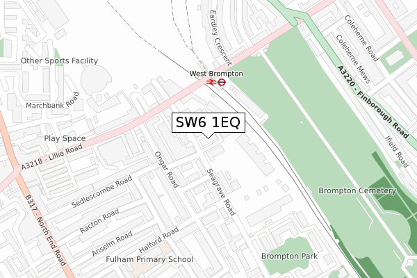 SW6 1EQ map - large scale - OS Open Zoomstack (Ordnance Survey)