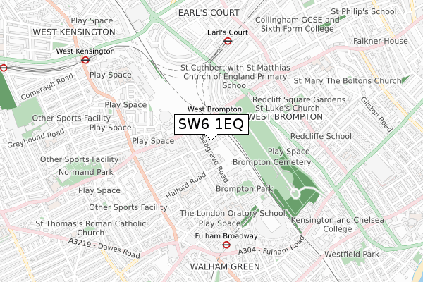 SW6 1EQ map - small scale - OS Open Zoomstack (Ordnance Survey)