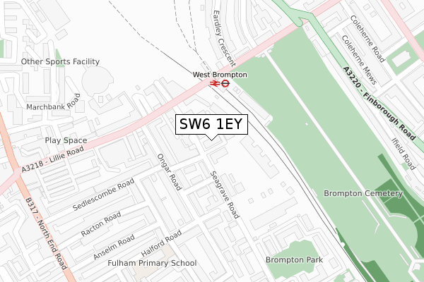 SW6 1EY map - large scale - OS Open Zoomstack (Ordnance Survey)