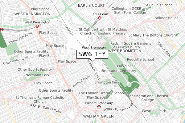 SW6 1EY map - small scale - OS Open Zoomstack (Ordnance Survey)