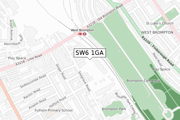 SW6 1GA map - large scale - OS Open Zoomstack (Ordnance Survey)