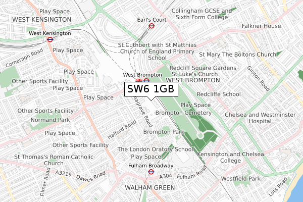 SW6 1GB map - small scale - OS Open Zoomstack (Ordnance Survey)