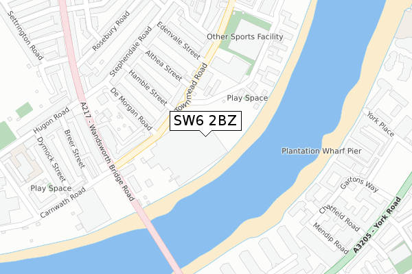 SW6 2BZ map - large scale - OS Open Zoomstack (Ordnance Survey)