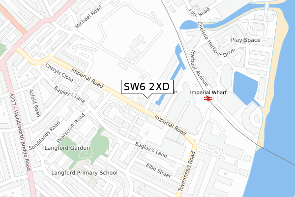 SW6 2XD map - large scale - OS Open Zoomstack (Ordnance Survey)