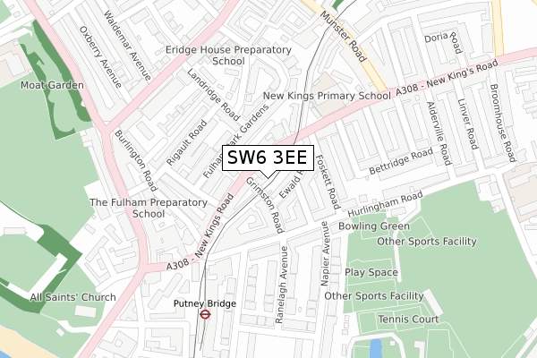 SW6 3EE map - large scale - OS Open Zoomstack (Ordnance Survey)