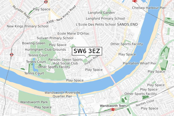 SW6 3EZ map - small scale - OS Open Zoomstack (Ordnance Survey)