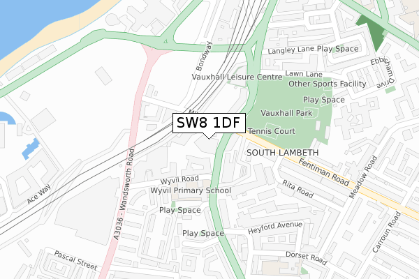 SW8 1DF map - large scale - OS Open Zoomstack (Ordnance Survey)