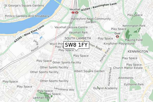 SW8 1FY map - small scale - OS Open Zoomstack (Ordnance Survey)