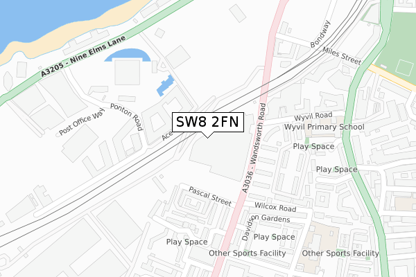 SW8 2FN map - large scale - OS Open Zoomstack (Ordnance Survey)