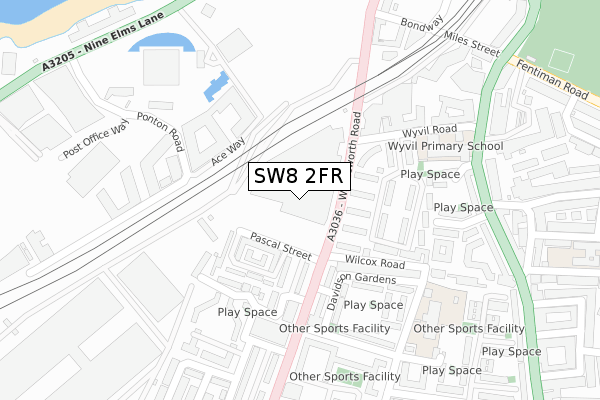 SW8 2FR map - large scale - OS Open Zoomstack (Ordnance Survey)