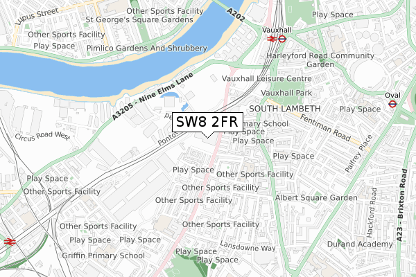 SW8 2FR map - small scale - OS Open Zoomstack (Ordnance Survey)