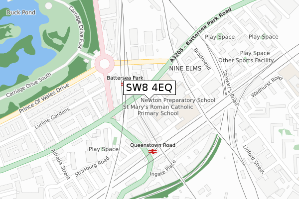 SW8 4EQ map - large scale - OS Open Zoomstack (Ordnance Survey)