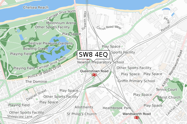 SW8 4EQ map - small scale - OS Open Zoomstack (Ordnance Survey)