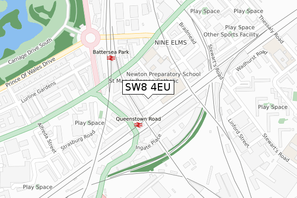 SW8 4EU map - large scale - OS Open Zoomstack (Ordnance Survey)