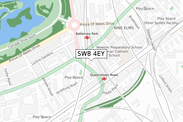 SW8 4EY map - large scale - OS Open Zoomstack (Ordnance Survey)