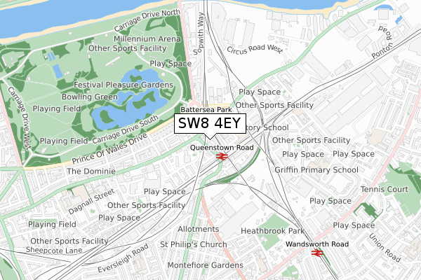 SW8 4EY map - small scale - OS Open Zoomstack (Ordnance Survey)