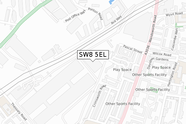 SW8 5EL map - large scale - OS Open Zoomstack (Ordnance Survey)