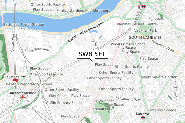 SW8 5EL map - small scale - OS Open Zoomstack (Ordnance Survey)