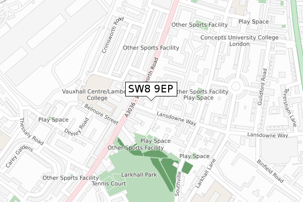 SW8 9EP map - large scale - OS Open Zoomstack (Ordnance Survey)