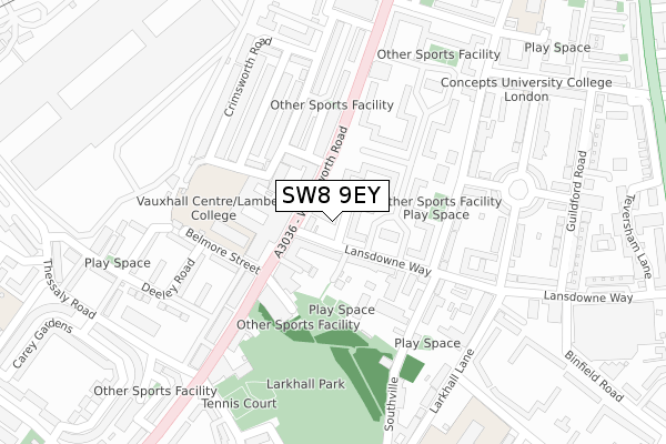 SW8 9EY map - large scale - OS Open Zoomstack (Ordnance Survey)