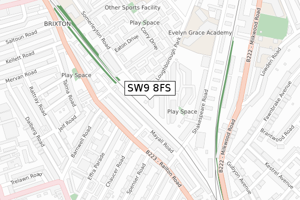 SW9 8FS map - large scale - OS Open Zoomstack (Ordnance Survey)