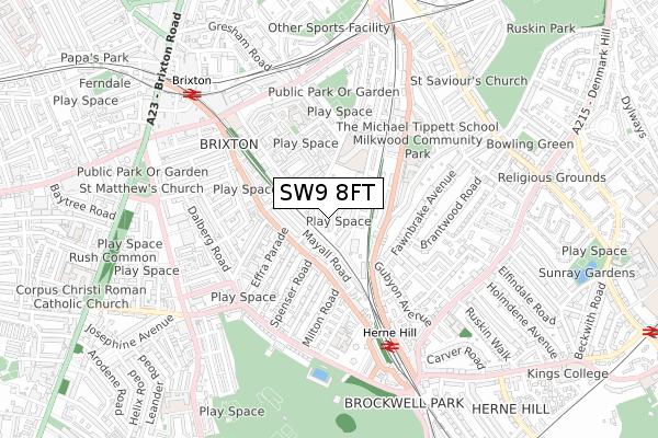 SW9 8FT map - small scale - OS Open Zoomstack (Ordnance Survey)