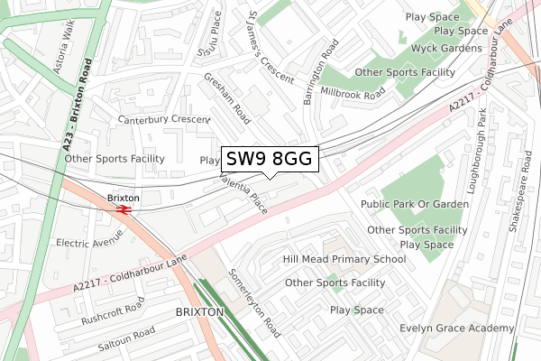 SW9 8GG map - large scale - OS Open Zoomstack (Ordnance Survey)