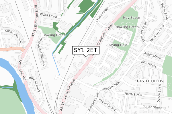 SY1 2ET map - large scale - OS Open Zoomstack (Ordnance Survey)