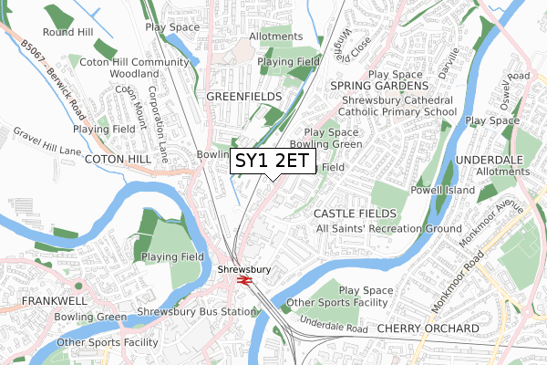 SY1 2ET map - small scale - OS Open Zoomstack (Ordnance Survey)